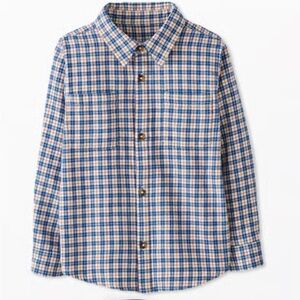 *Hanna Andersson Blue and Tan Plaid Flannel Button Down Shirt